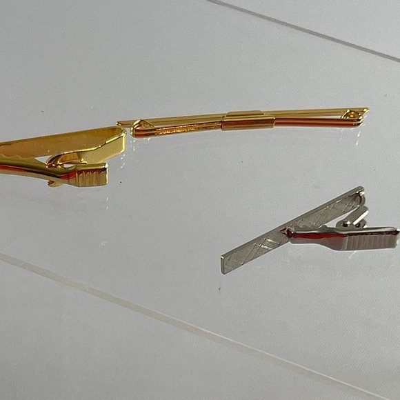 Lot of 3 Metal Tie Clips Bars Slides Silver Tone Gold Tone Unbranded - Picture 6 of 7